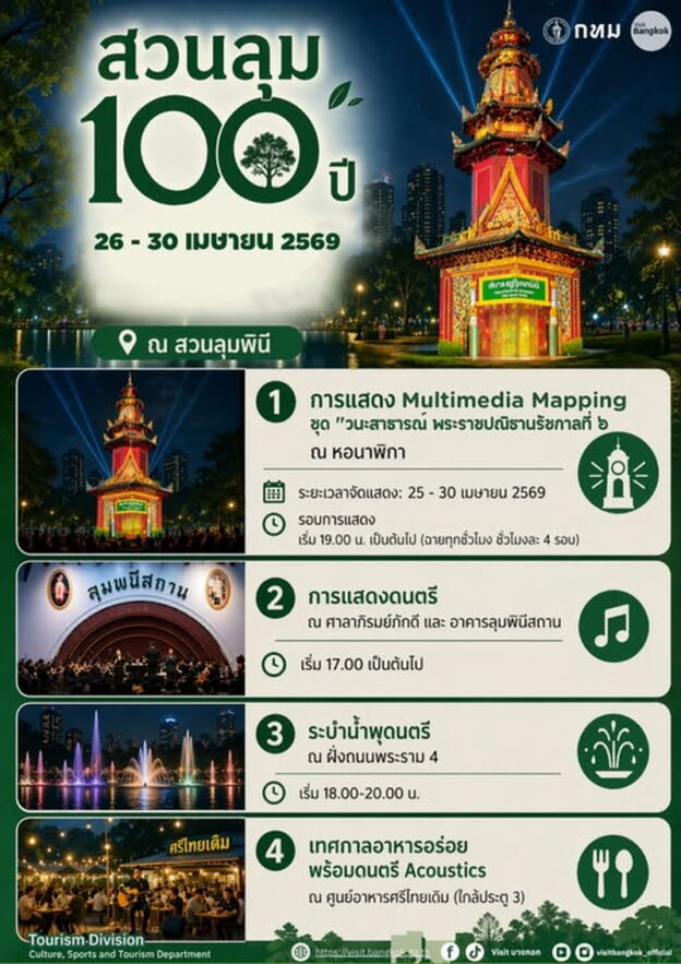 4月25日からルンピニ公園開園100周年で記念行事　